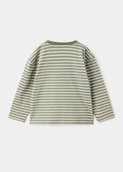 Striped cotton T-shirt — Dark Green 4