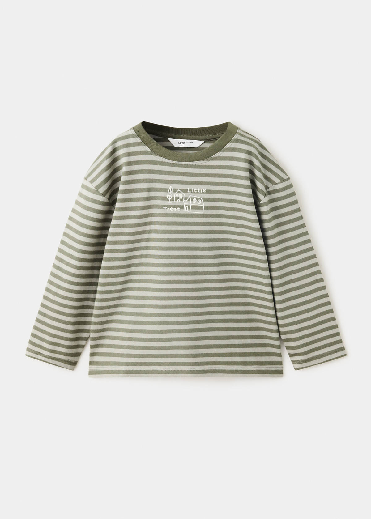 Striped cotton T-shirt — Dark Green