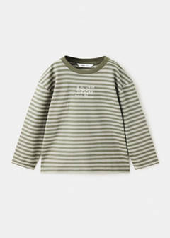 Striped cotton T-shirt — Dark Green 2