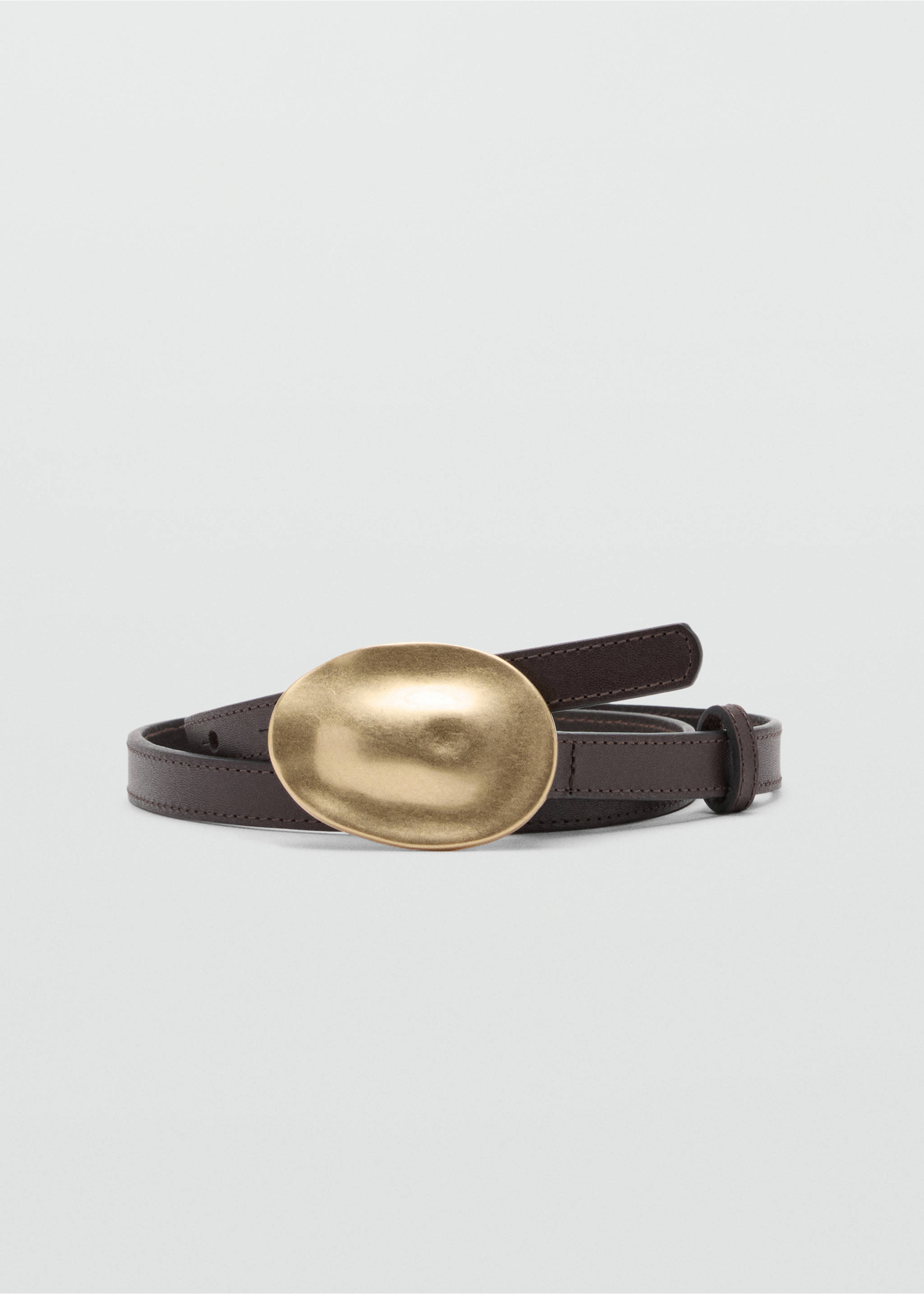 Embossed buckle leather belt - Article without model, Chocolate. Ref: 37077920-00.