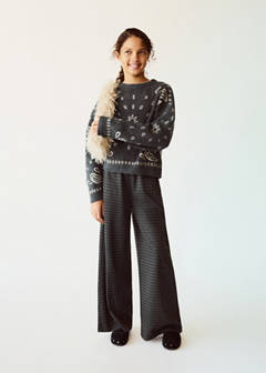 Wide-leg check trousers — Charcoal 2