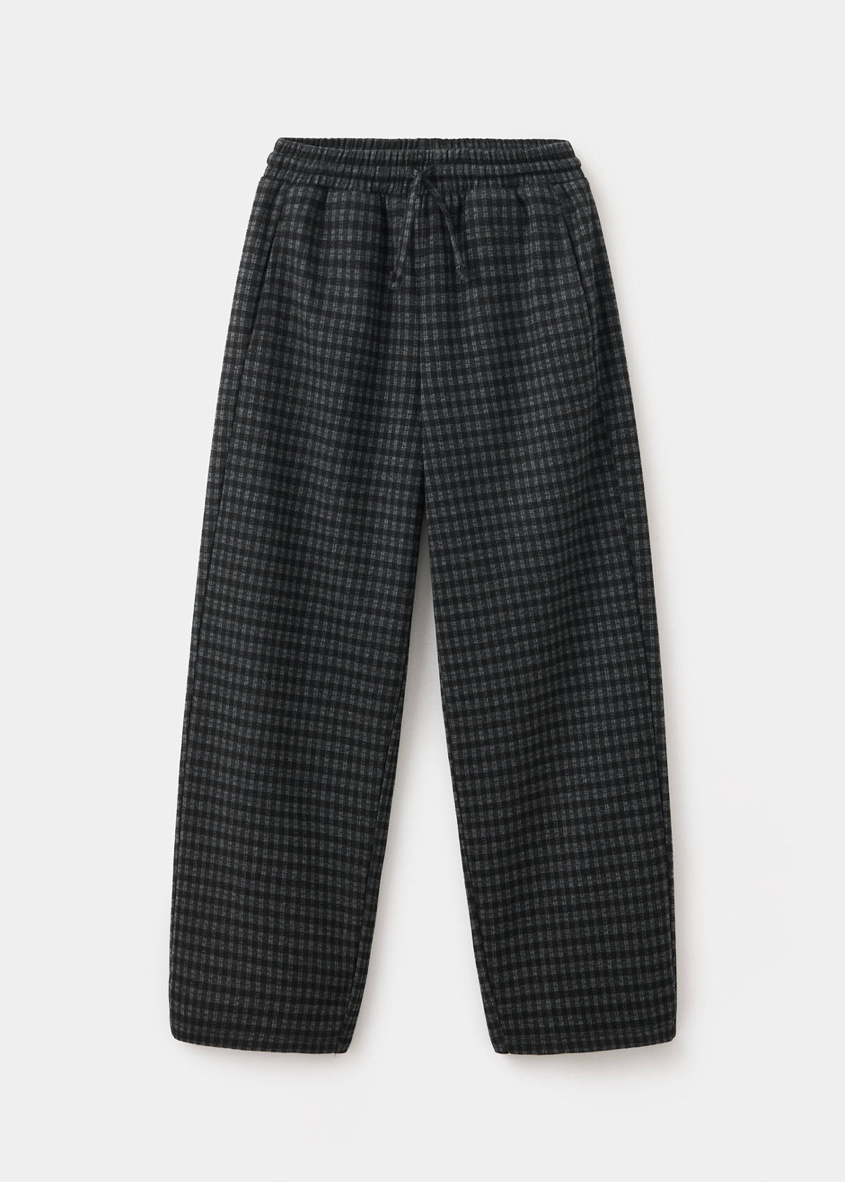 Wide-leg check trousers — Charcoal