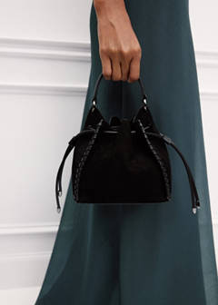 Suede bucket bag with braided detail — Black 2