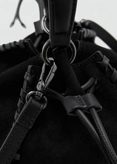 Suede bucket bag with braided detail — Black 5