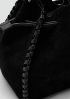 Suede bucket bag with braided detail — Black 6