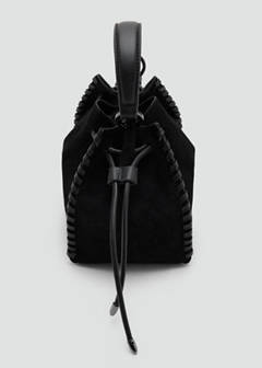 Suede bucket bag with braided detail — Black 7