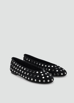 Suede ballet flats with studs — Black 3