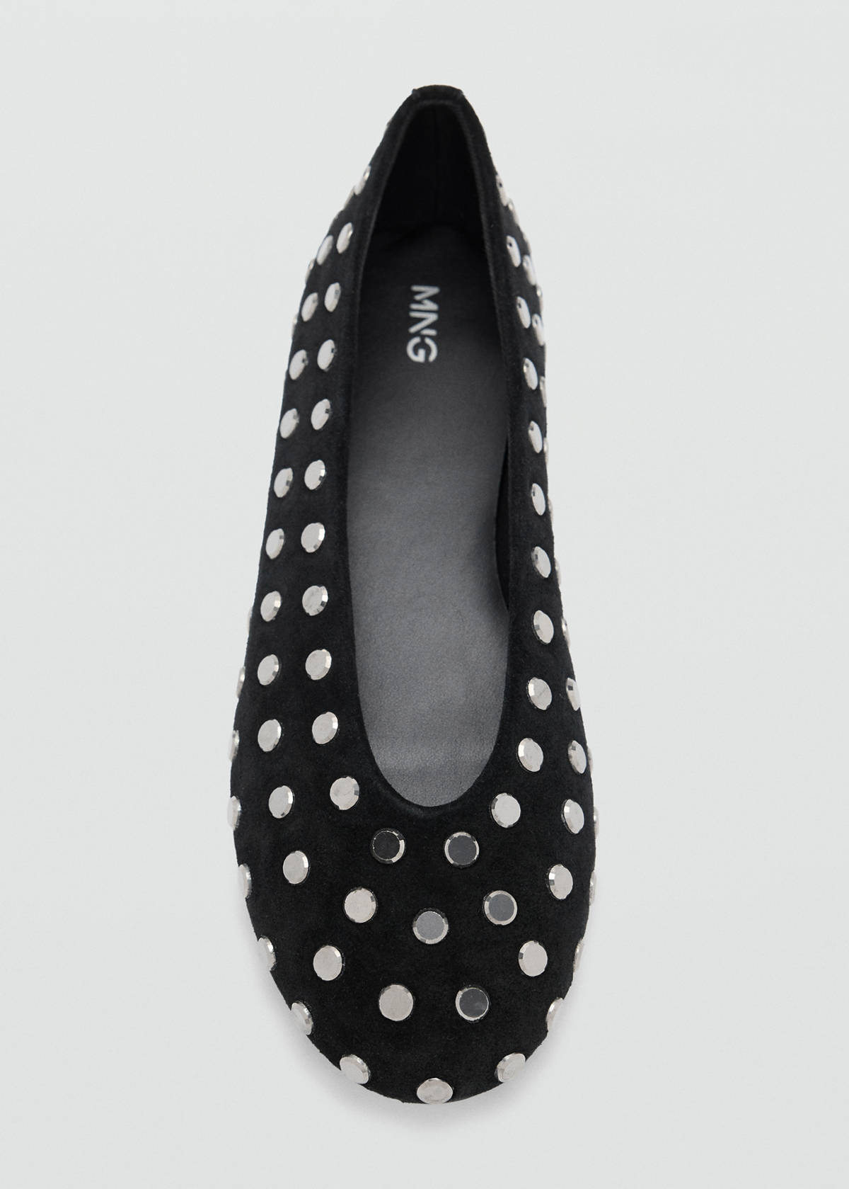 Suede ballet flats with studs — Black