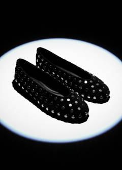 Suede ballet flats with studs — Black 2