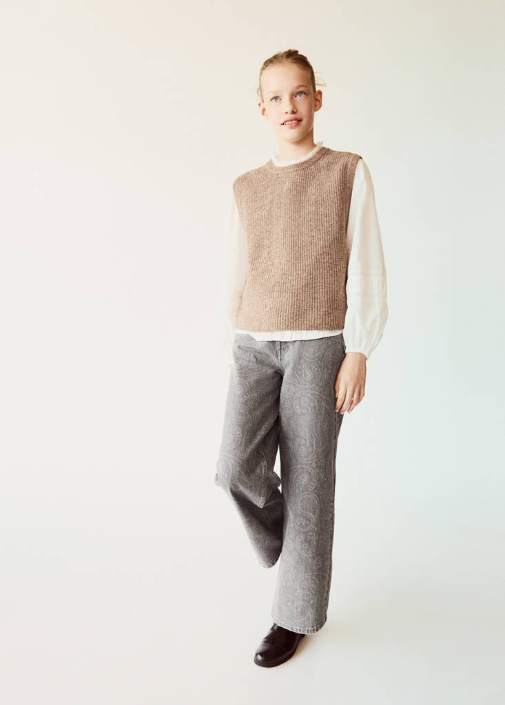 Jeansy z szerokimi nogawkami we wzór paisley szary denim - Dzieci - 11 - MANGO KIDS