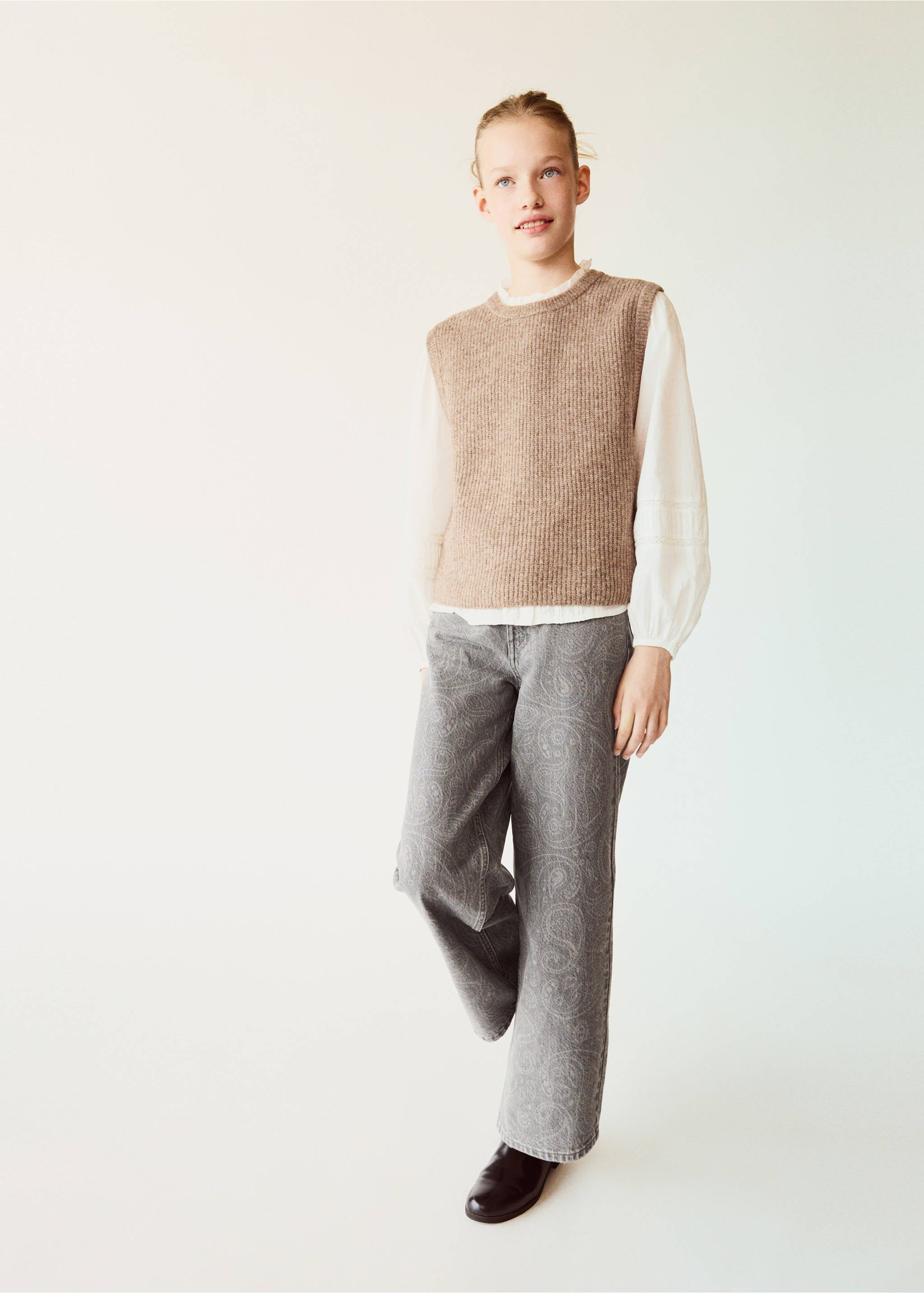 Wide leg paisley-print jeans - General plane, Denim Grey. Ref: 37077932-00.