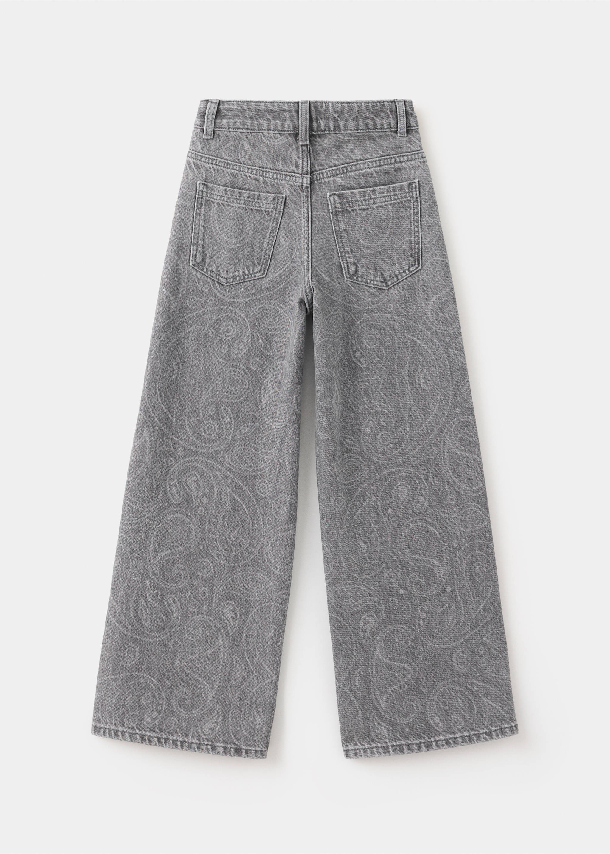 Grey paisley-print denim trousers, back view., Denim Grey. Ref: 37077932-00.