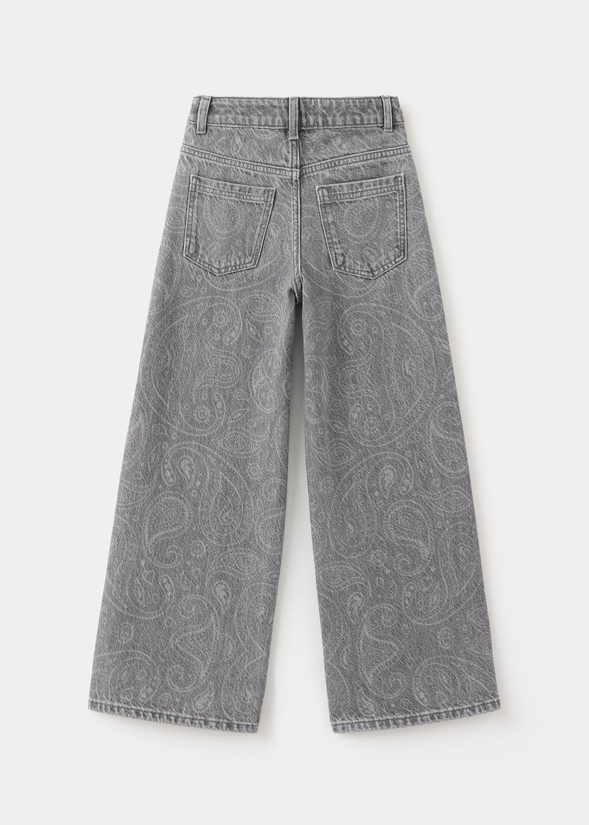 Wide leg paisley-print jeans — Denim Grey