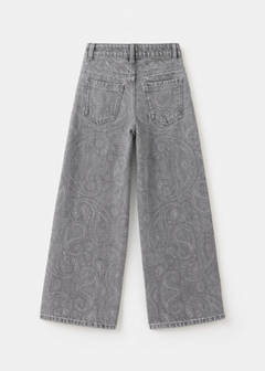 Wide leg paisley-print jeans — Denim Grey 4
