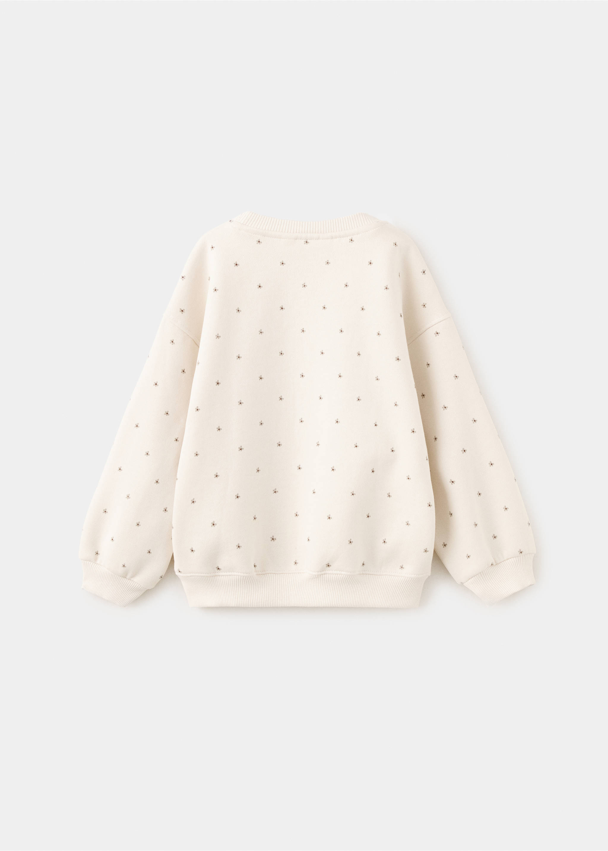 Sweat-shirt à fleurs avec détail brodé - Verso de l’article, Blanc cassé. Ref: 37077933-00.