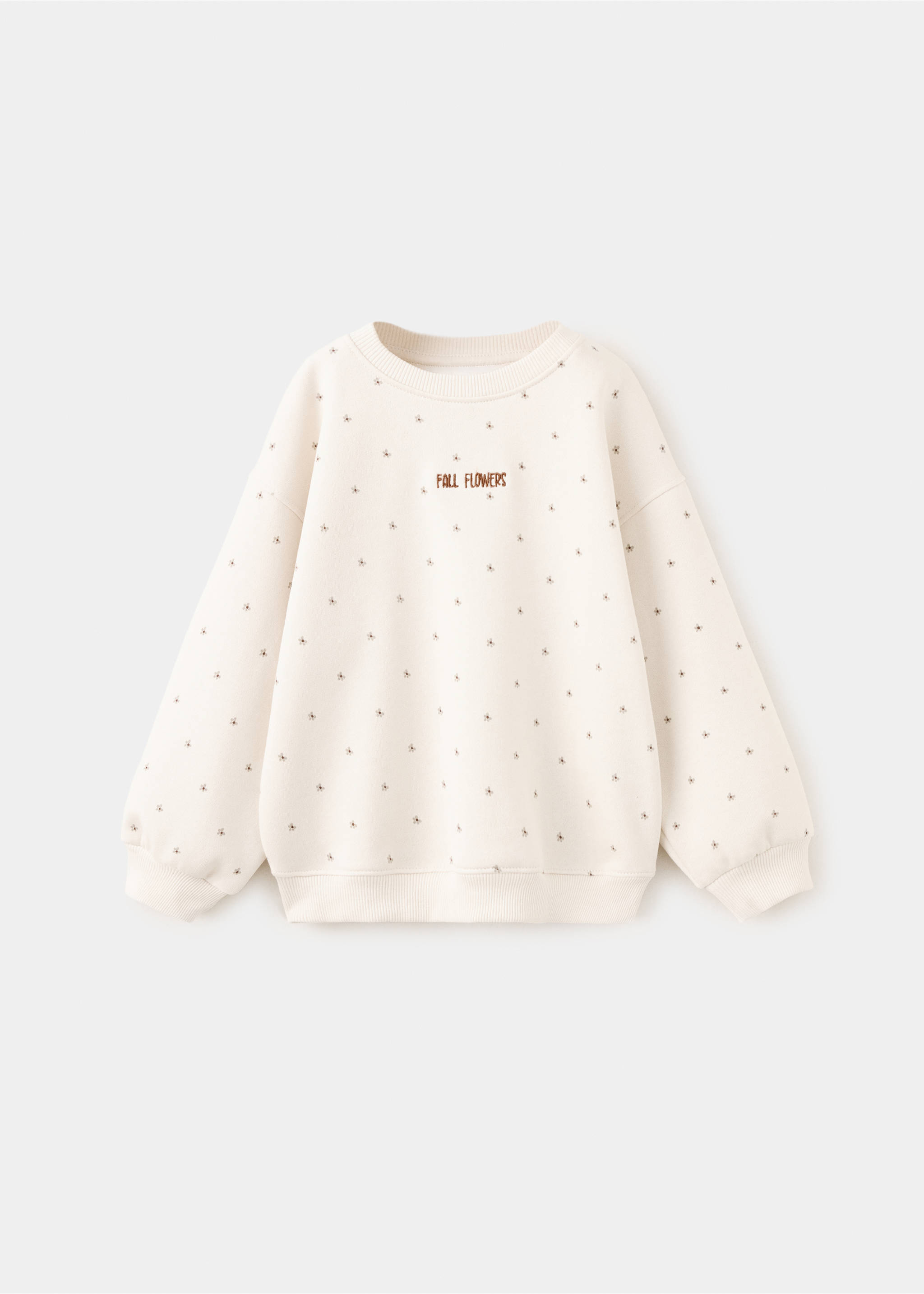 Sweat-shirt à fleurs avec détail brodé - Article sans modèle, Blanc cassé. Ref: 37077933-00.