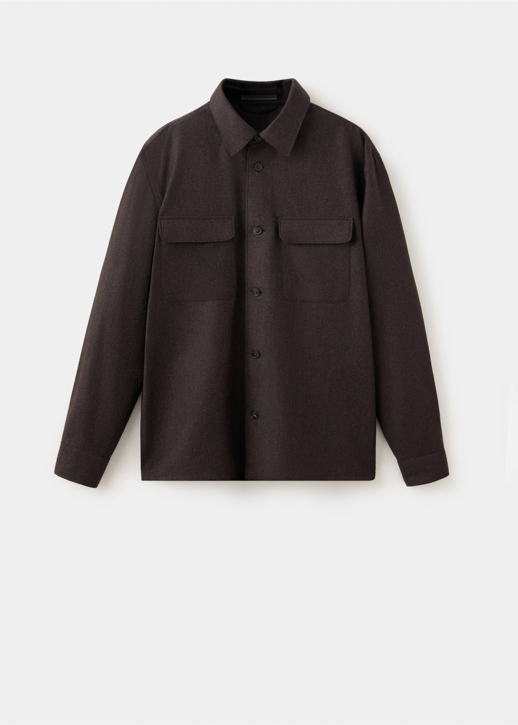Dark brown overshirt with a classic collar and chest pockets., Chocolate. Ref: 37077938-00.
