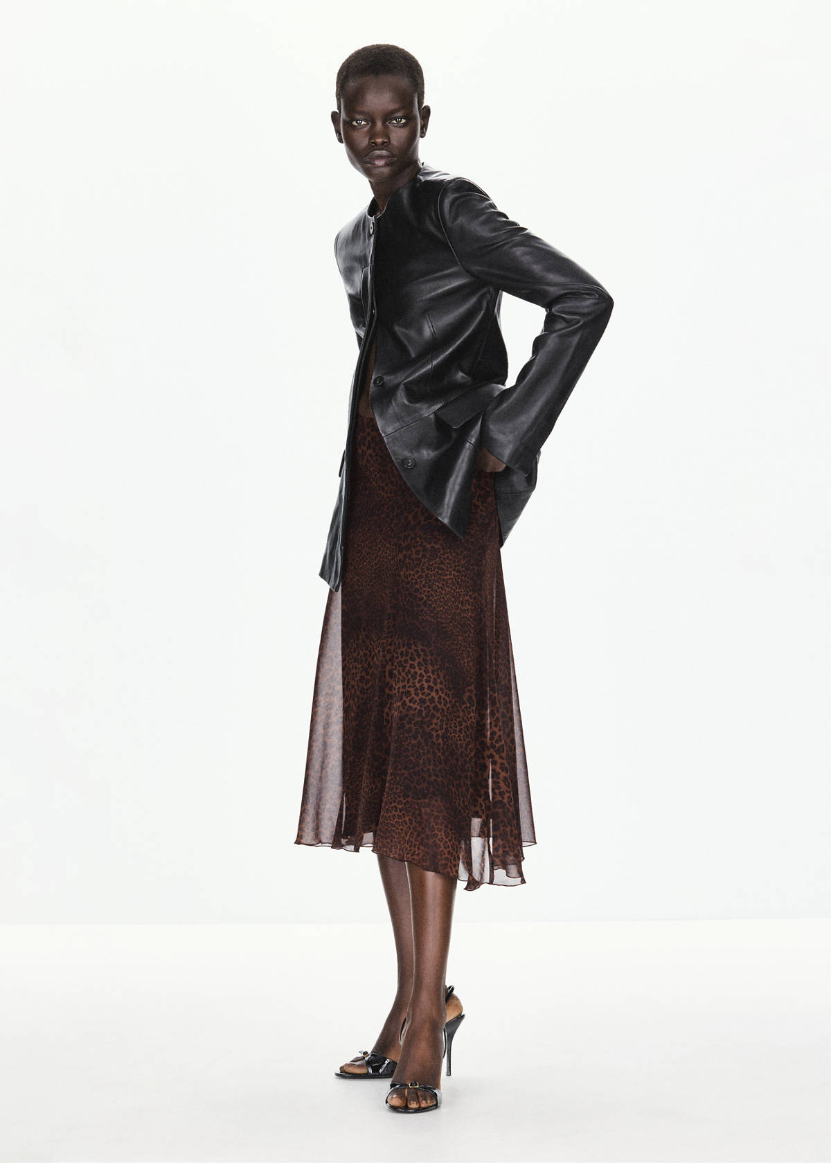 Asymmetric leopard-print skirt