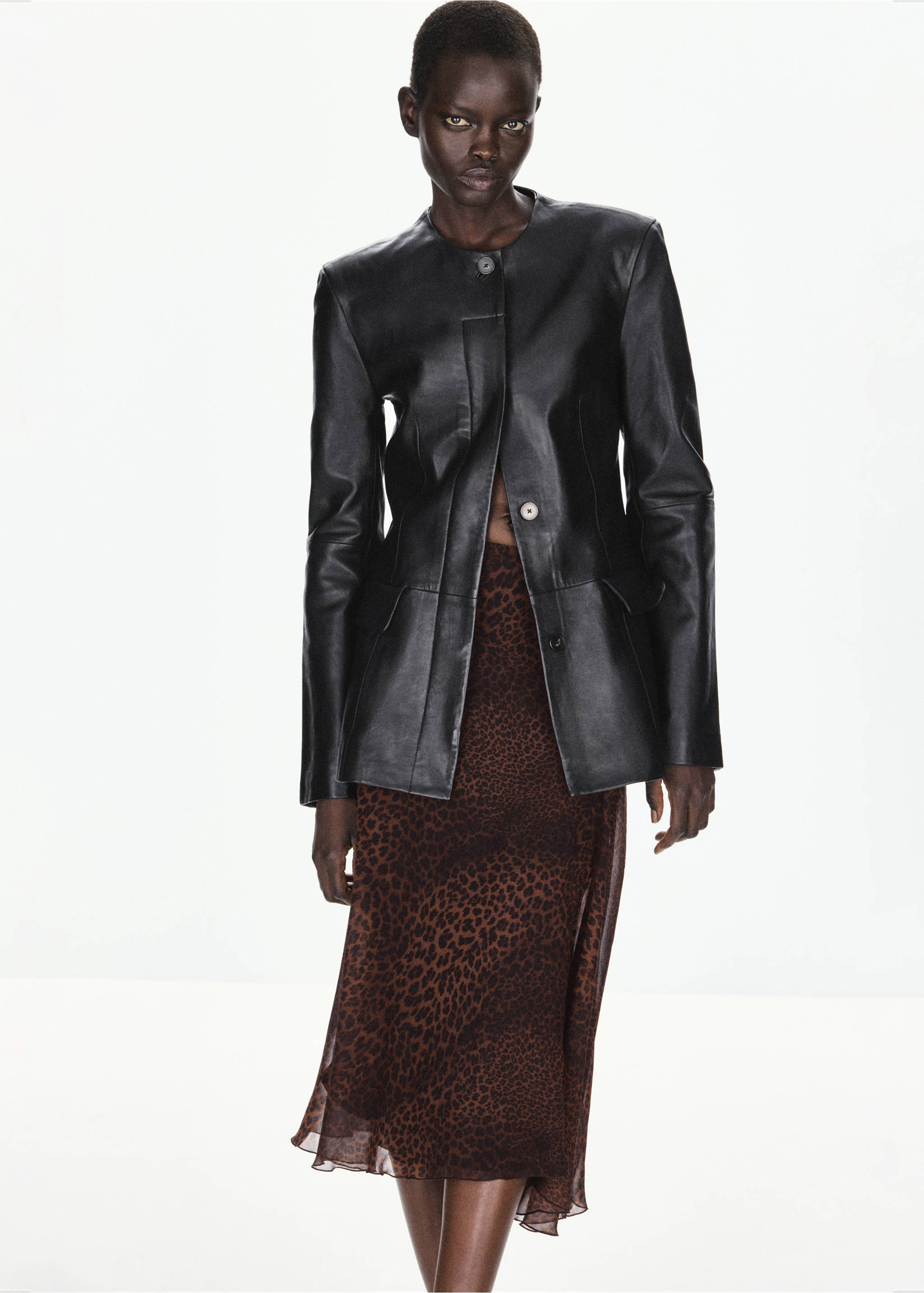 Asymmetric leopard-print skirt - Medium plane, Brown. Ref: 37077940-00.