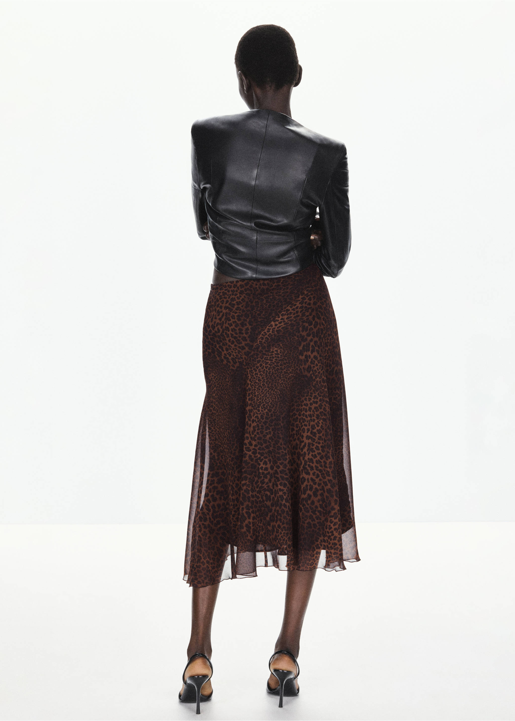 Asymmetric leopard-print skirt - Reverse of the article, Brown. Ref: 37077940-00.