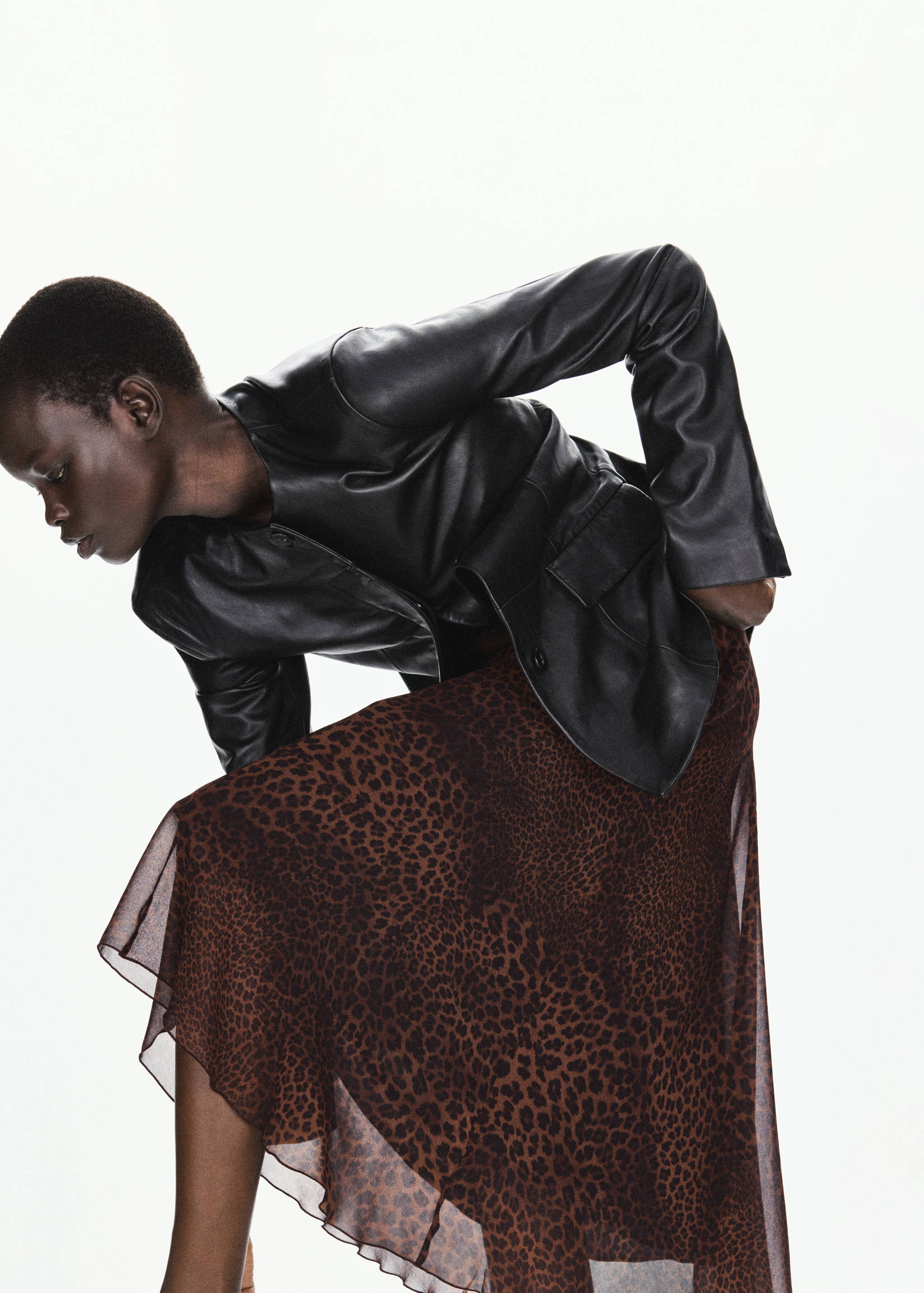 Asymmetric leopard-print skirt - Details of the article 1
