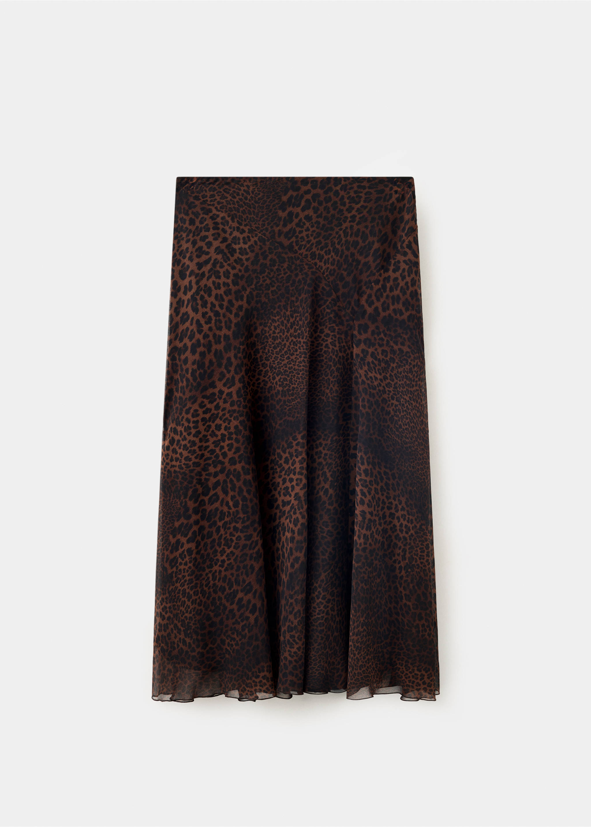 Asymmetric leopard-print skirt - Article without model, Brown. Ref: 37077940-00.