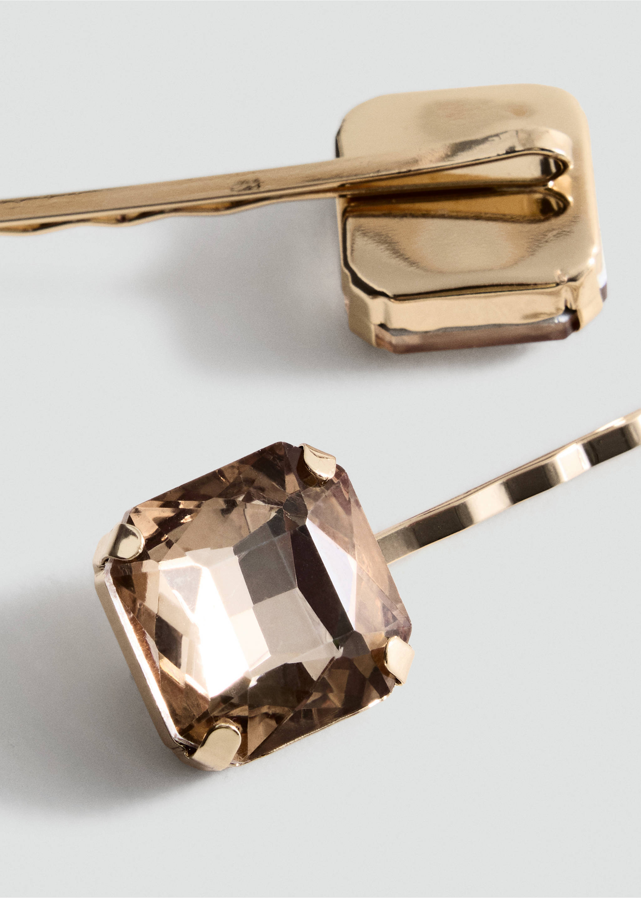 Beaded hair clips - Medium plane, Gold. Ref: 37078269-00.