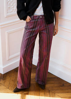 Straight-fit striped jeans — Brown 1