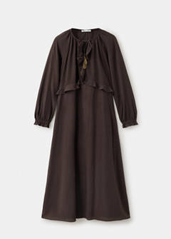 Textured ruffled dress — Brown 3