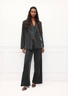 Straight velvet blazer — Dark Silver 2