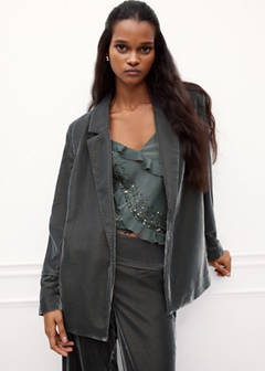 Straight velvet blazer — Dark Silver 1
