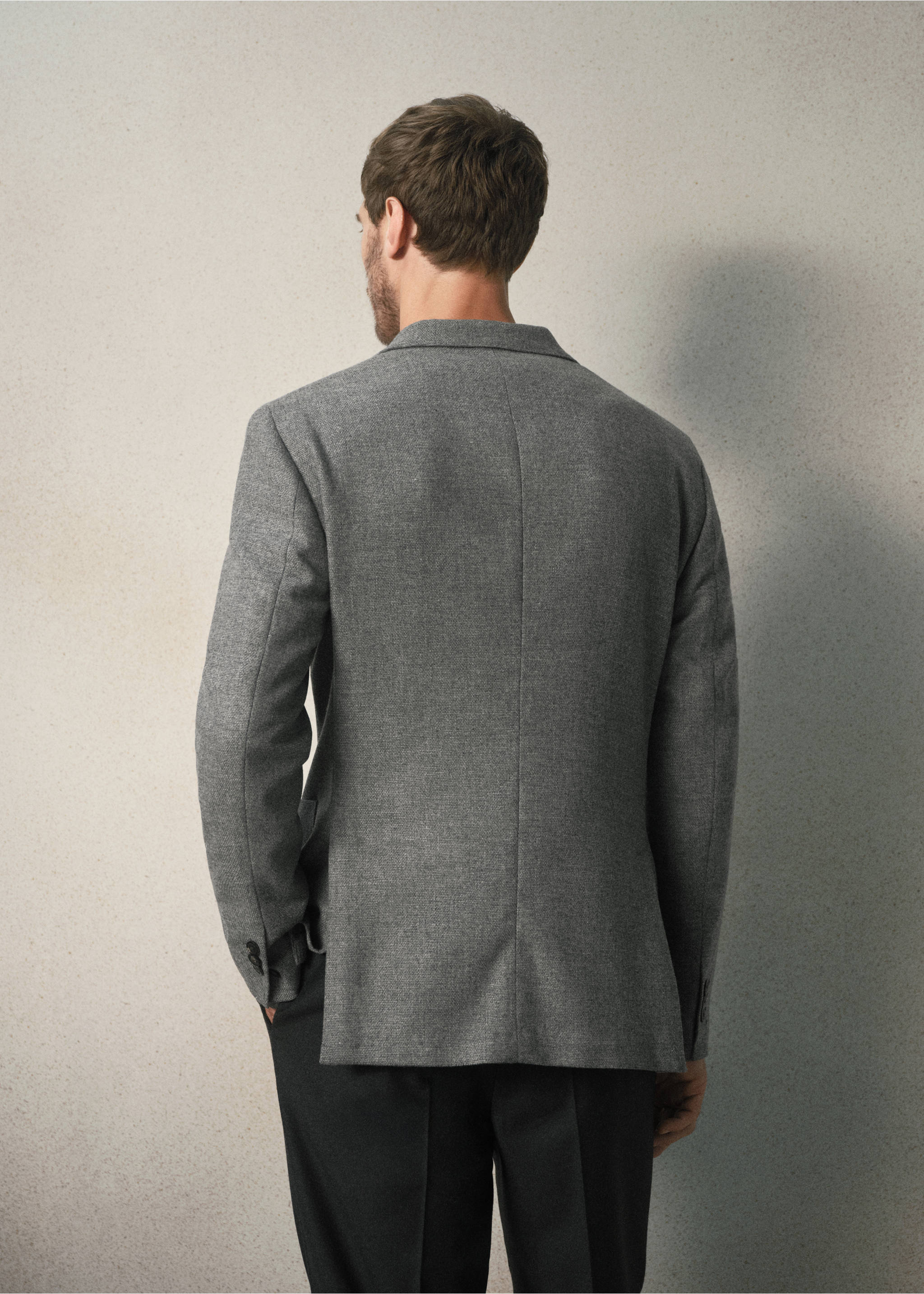 Italian wool slim-fit blazer - Reverse of the article, Light Heather Grey. Ref: 37078283-00.