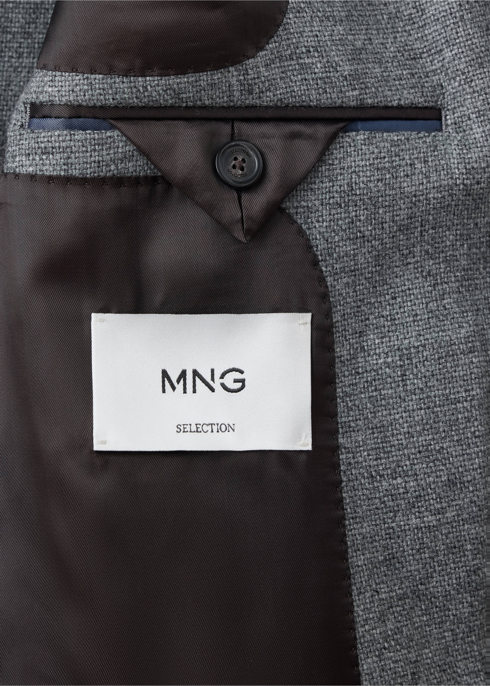 Slim-fit wool jacket with pockets - Details of the article 0, Light Heather Grey. Ref: 37078283-00.