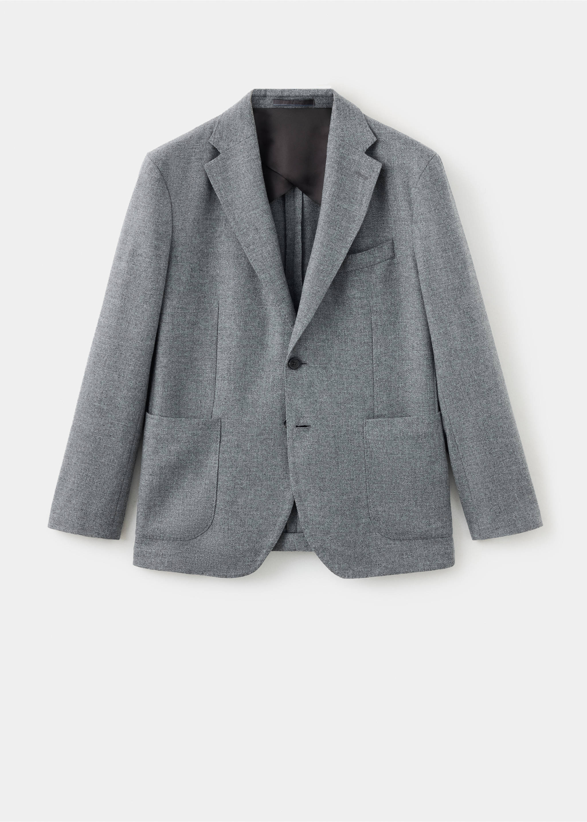 Slim-fit wool jacket with pockets - Article without model, Light Heather Grey. Ref: 37078283-00.