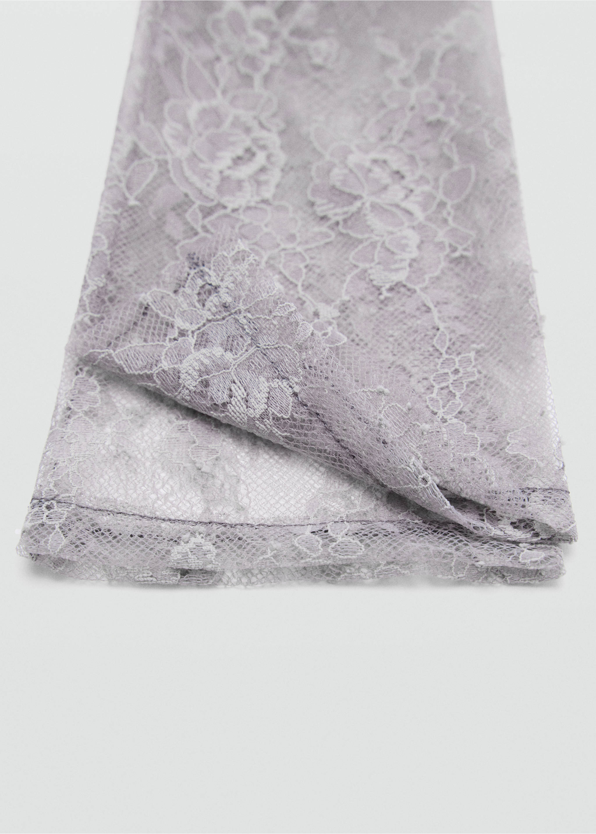 Lilac-grey floral lace gloves with sheer fabric and a scalloped hem., Grey. Ref: 37078632-00.