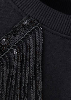 Cotton sweatshirt with fringe — Black 5