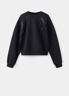 Cotton sweatshirt with fringe — Black 3