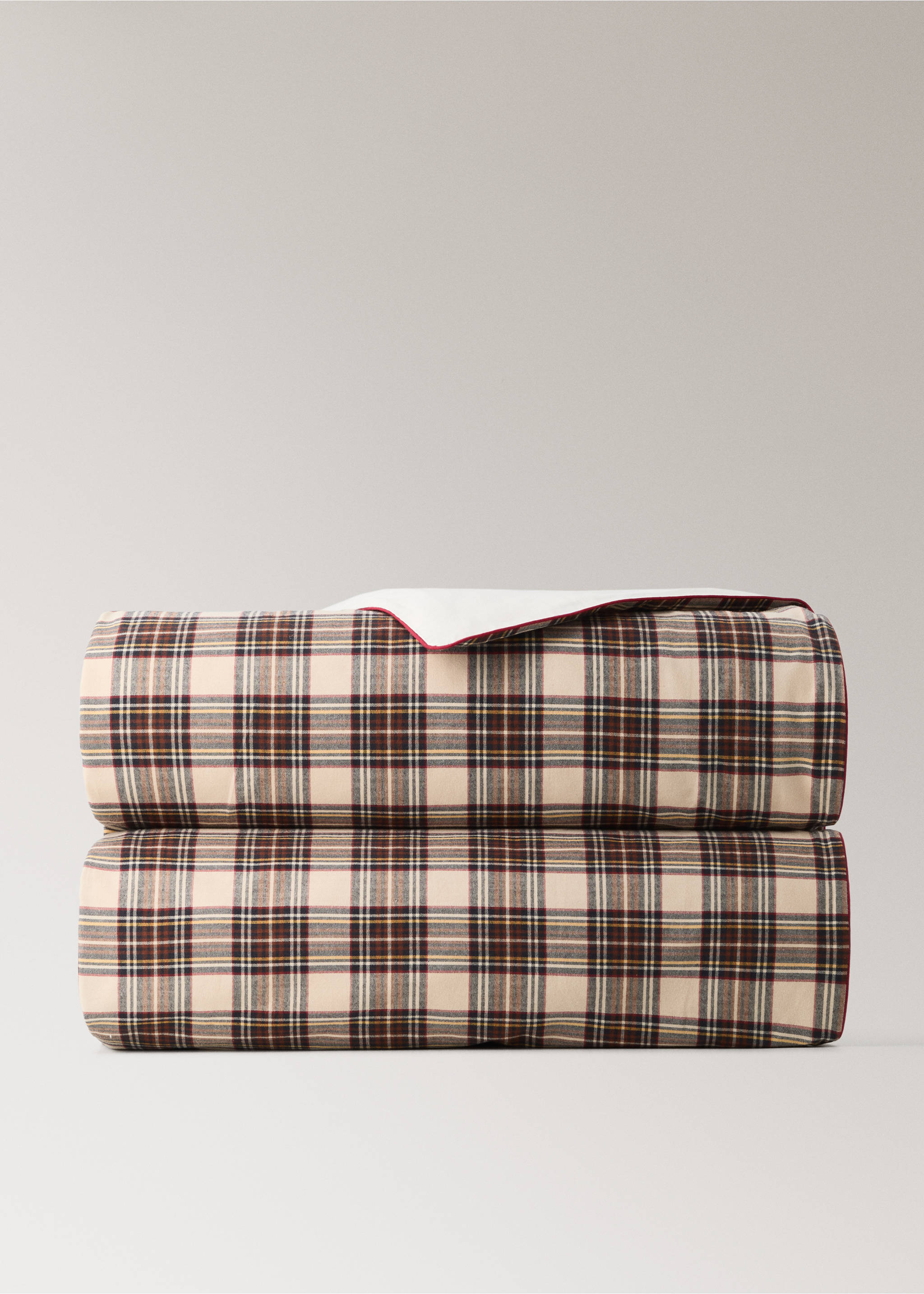 Plaid crib duvet cover with contrast piping., Red. Ref: 37078638-00.