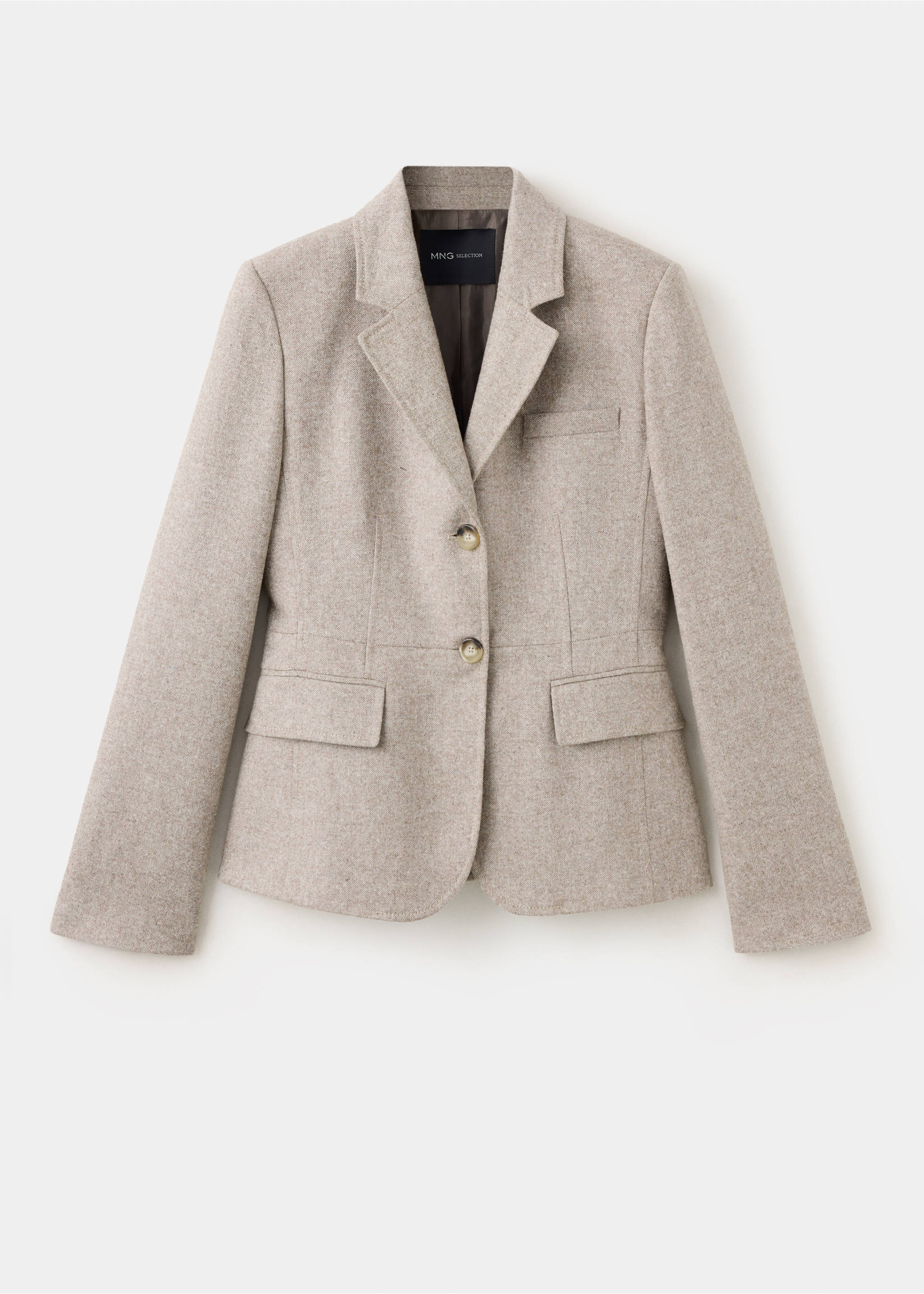 Beige tailored blazer with notched lapels and two front buttons., Beige. Ref: 37078640-00.