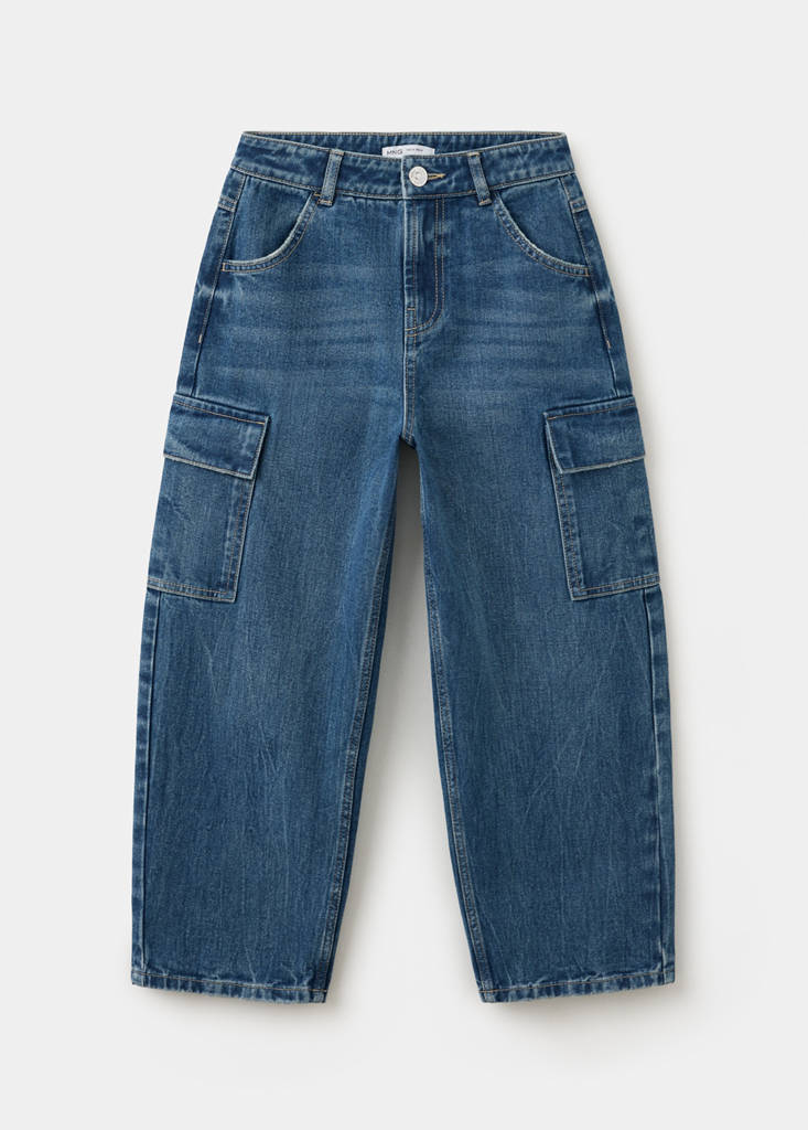 Jeansy balloon cargo ciemnoniebieski - Dzieci - 12 - MANGO KIDS