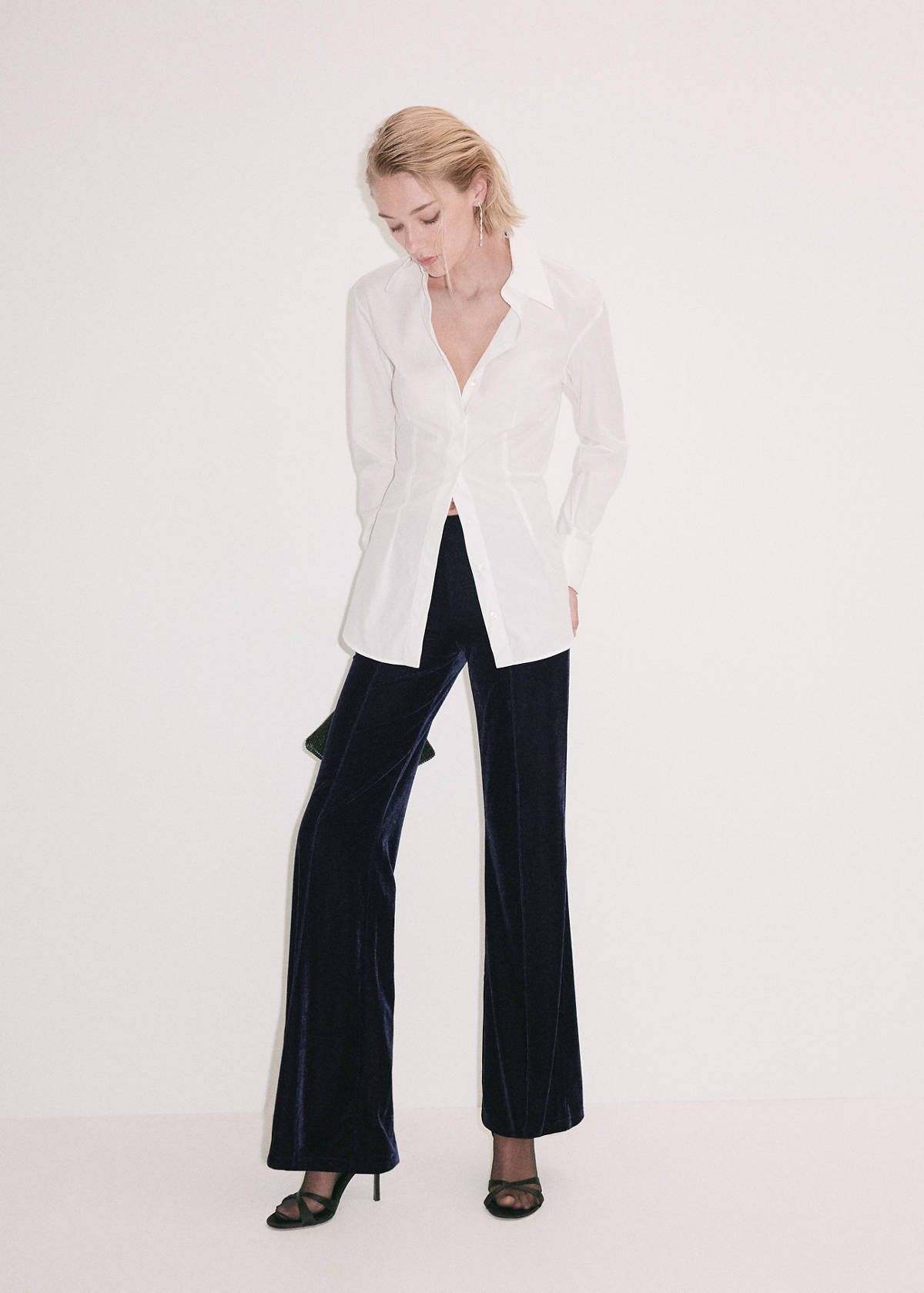 Flared velvet trousers