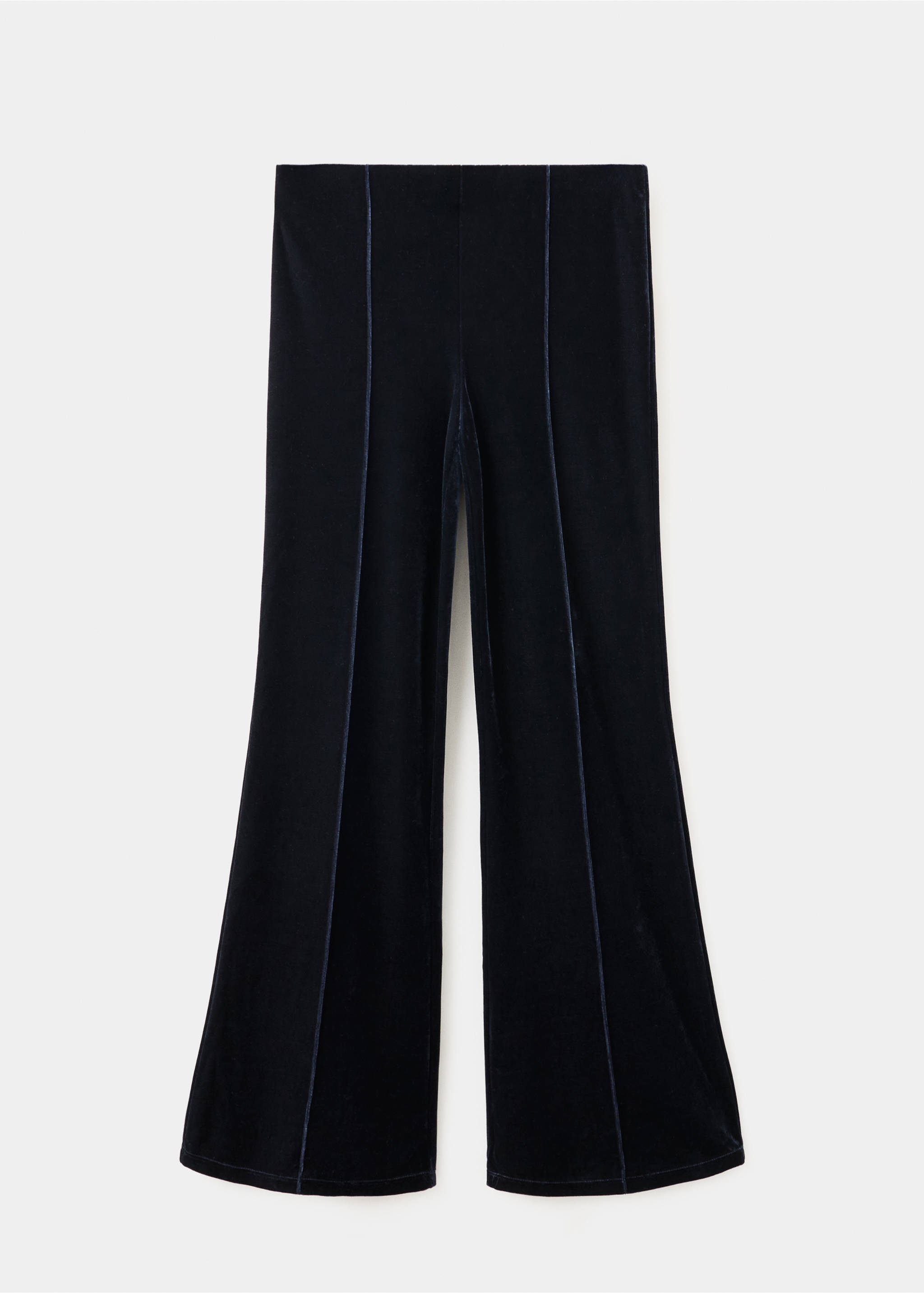 Pantalones de terciopelo en azul oscuro con pernera recta y costuras de raya central en la parte delantera., Azul noche. Ref: 37079121-00.