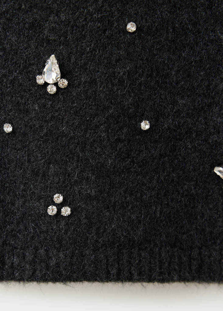 Embroidered beaded knit skirt thumbnail 7