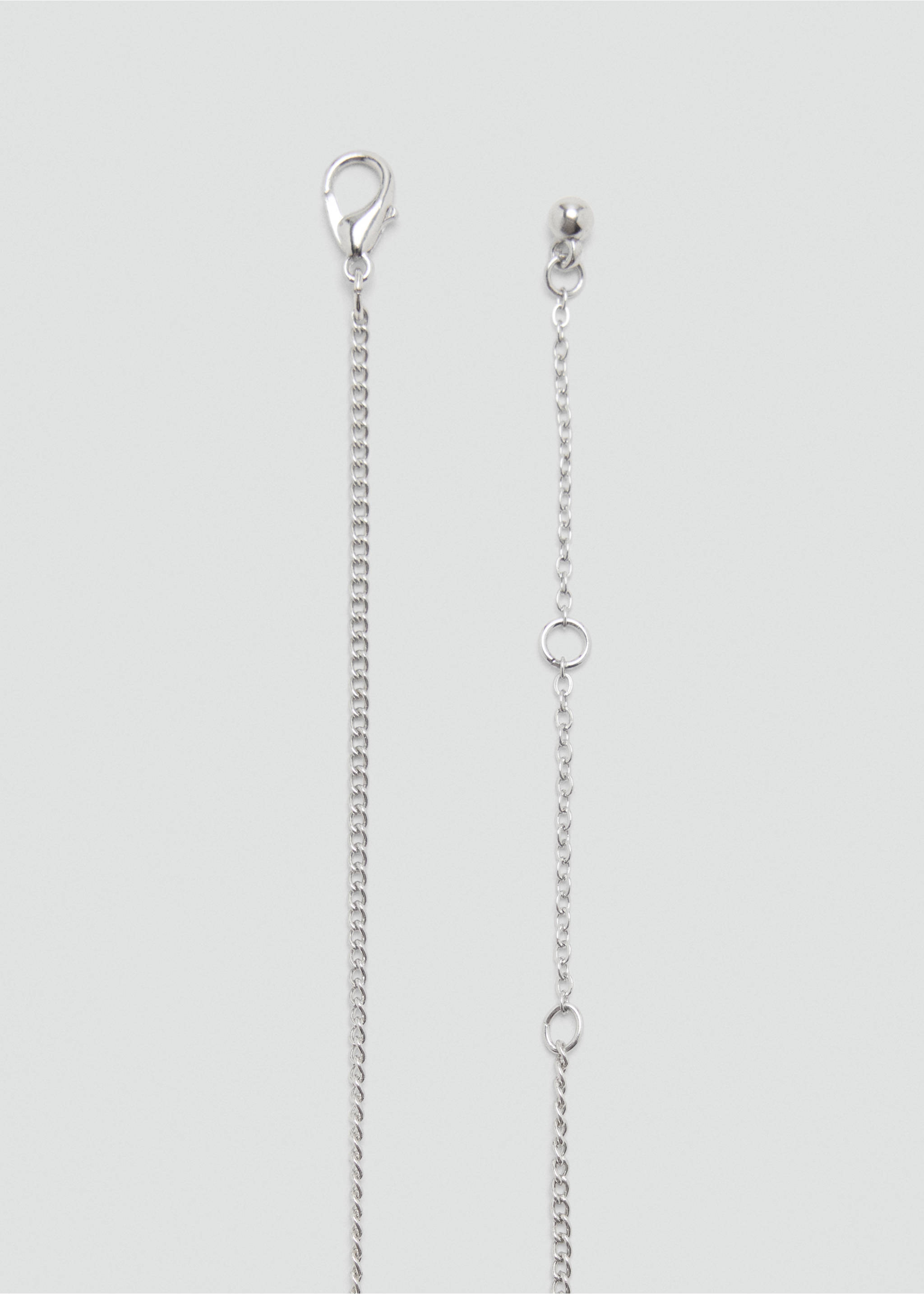 Silver-toned chain belt detail showing lobster clasp and adjustable link end, Silver. Ref: 37079131-00.