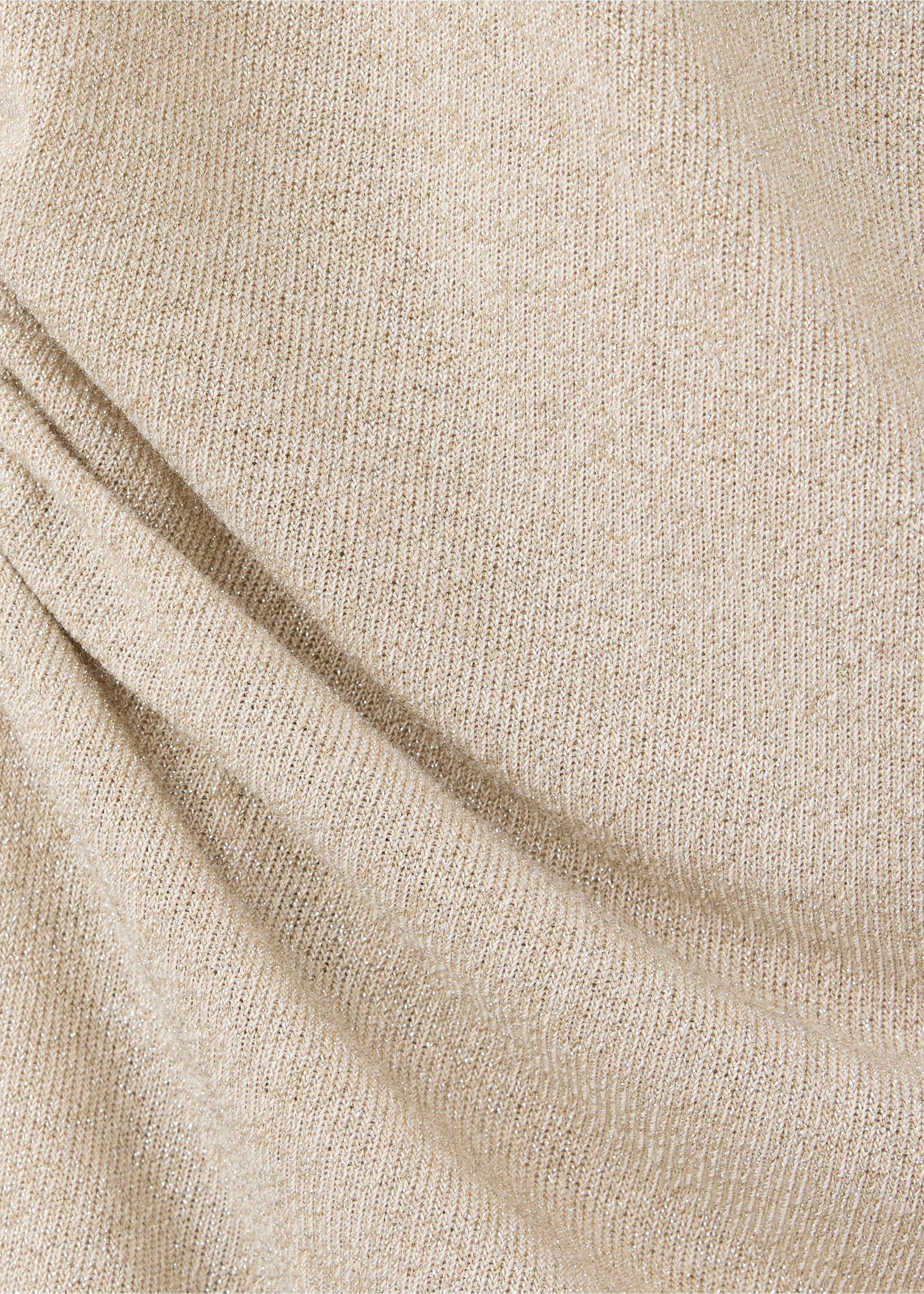 Gebreide top met glinsterend garen en draperingen - Detail van het artikel 0, Open beige. Ref: 37079133-00.