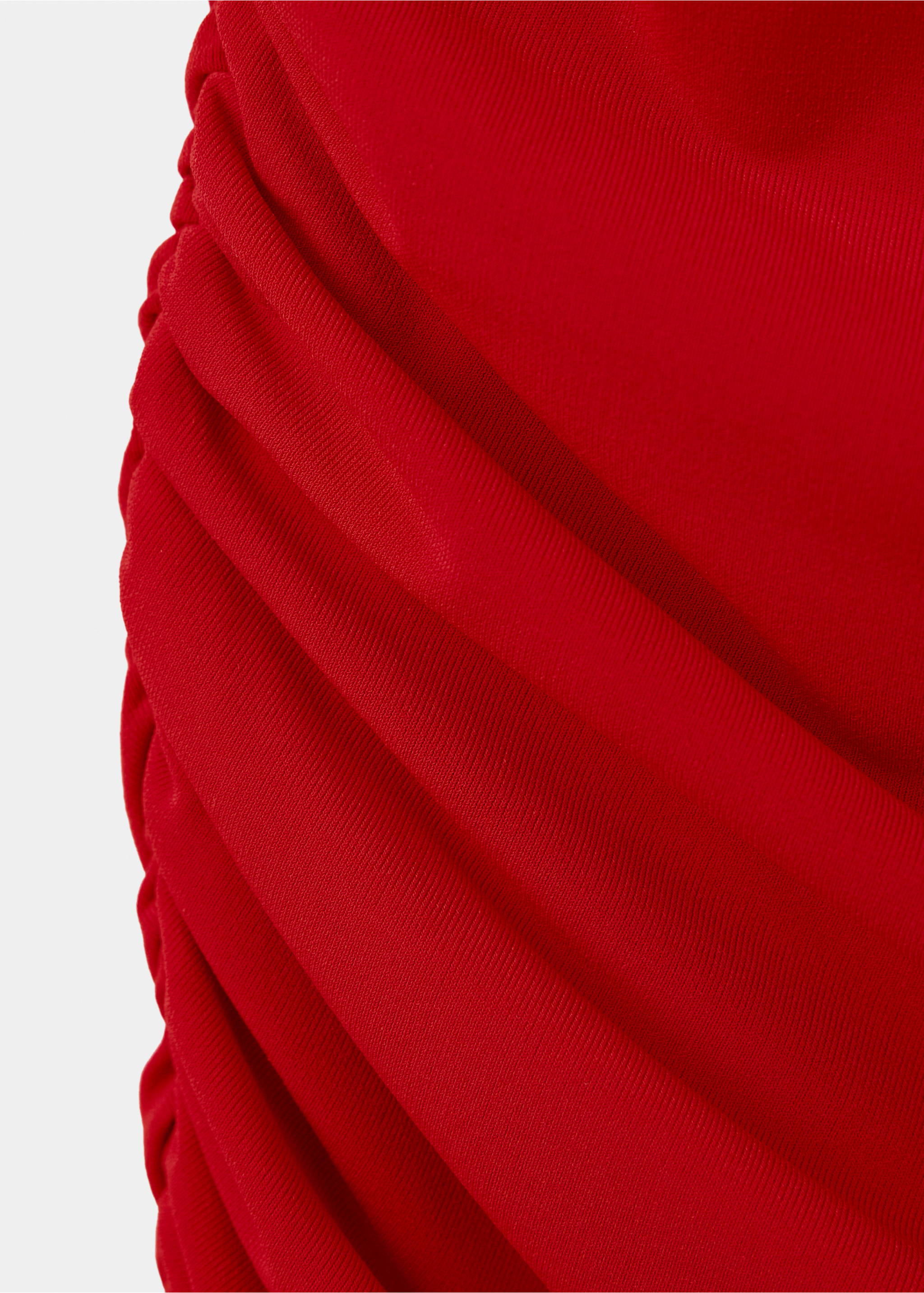 Close-up of red dress fabric with ruched texture., Red. Ref: 37079140-00.