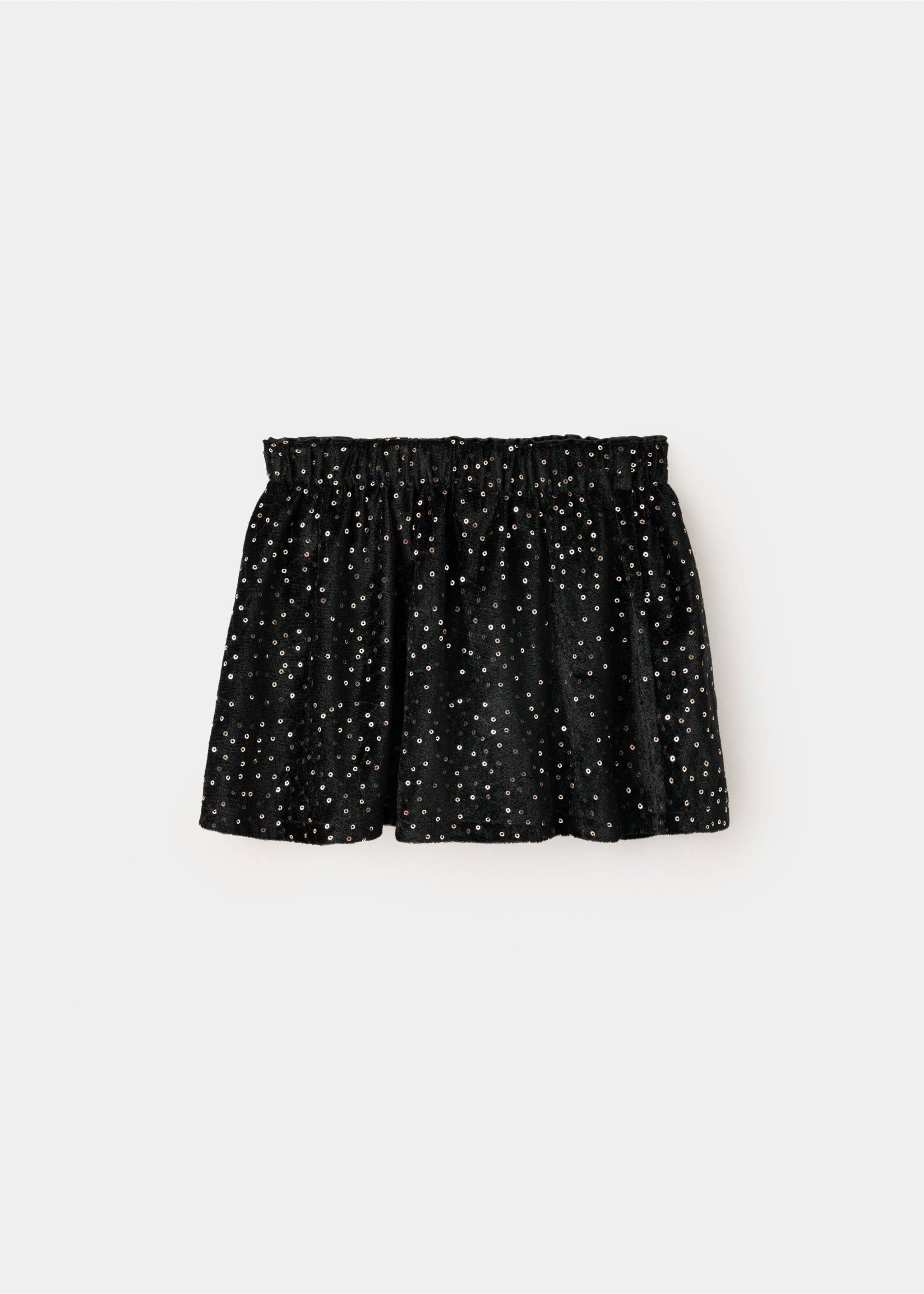 Black sequin skirt with an elasticated waistband, shown from the back., Black. Ref: 37079208-00.
