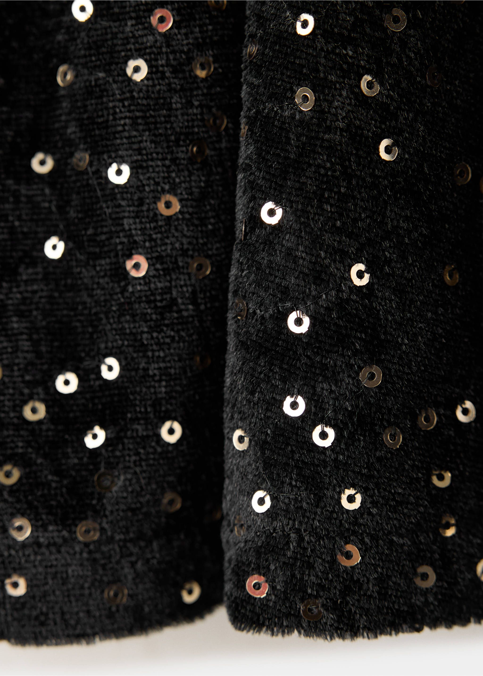 Black sequin skirt fabric detail, Black. Ref: 37079208-00.