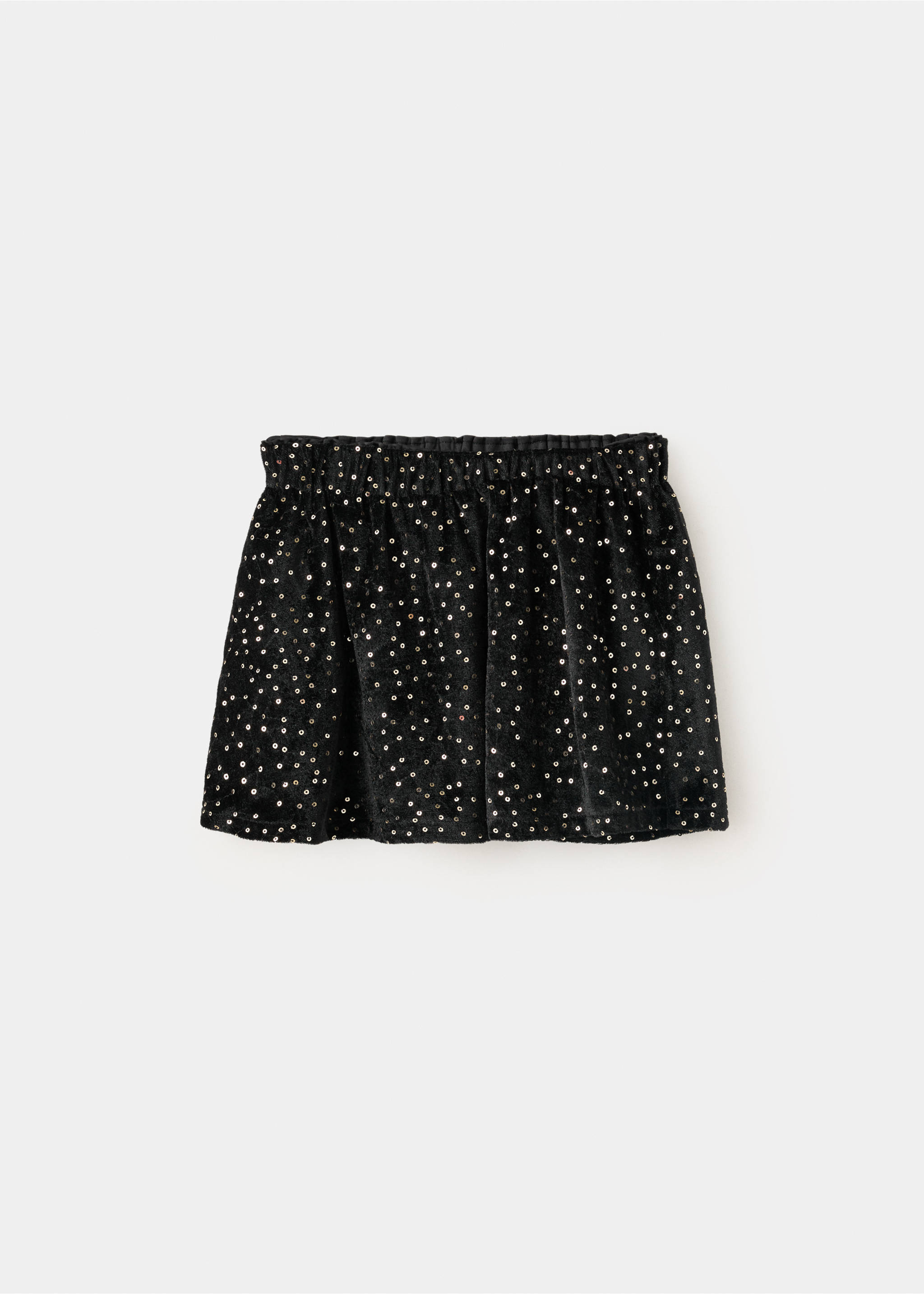 Kids' black skirt with elastic waistband and scattered metallic sequins., Black. Ref: 37079208-00.