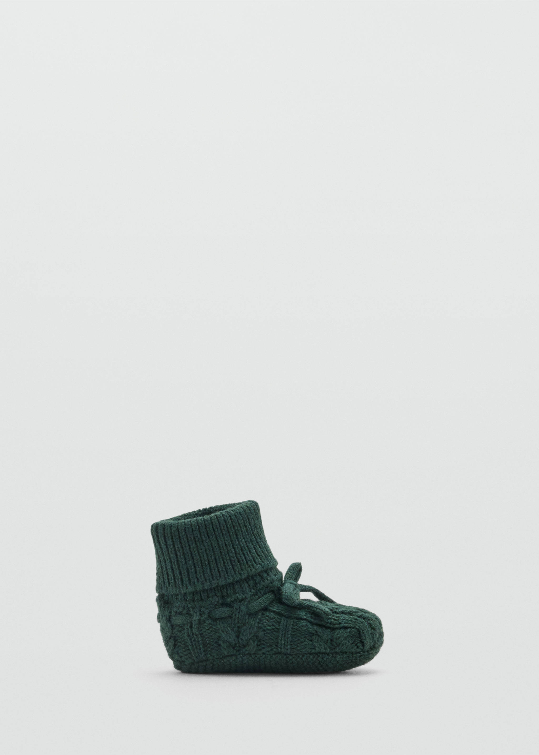 Dark green knit baby socks with ribbed cuffs and cable texture., Green. Ref: 37079216-00.